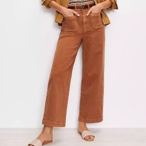 LOFT Wide Leg Cropped Orange/Brown Pants with Pockets - Size 30/10